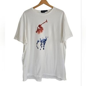 Polo Ralph Lauren Men's Big Pony Graphic Red White Blue Classic Tee Shirt, XXL